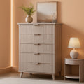 Grey Fluted Contemporary Five Drawer Bedroom Dresser
