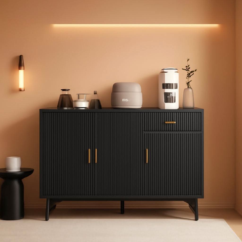 Black 47In Sideboard Cabinet For Dining Room Storage