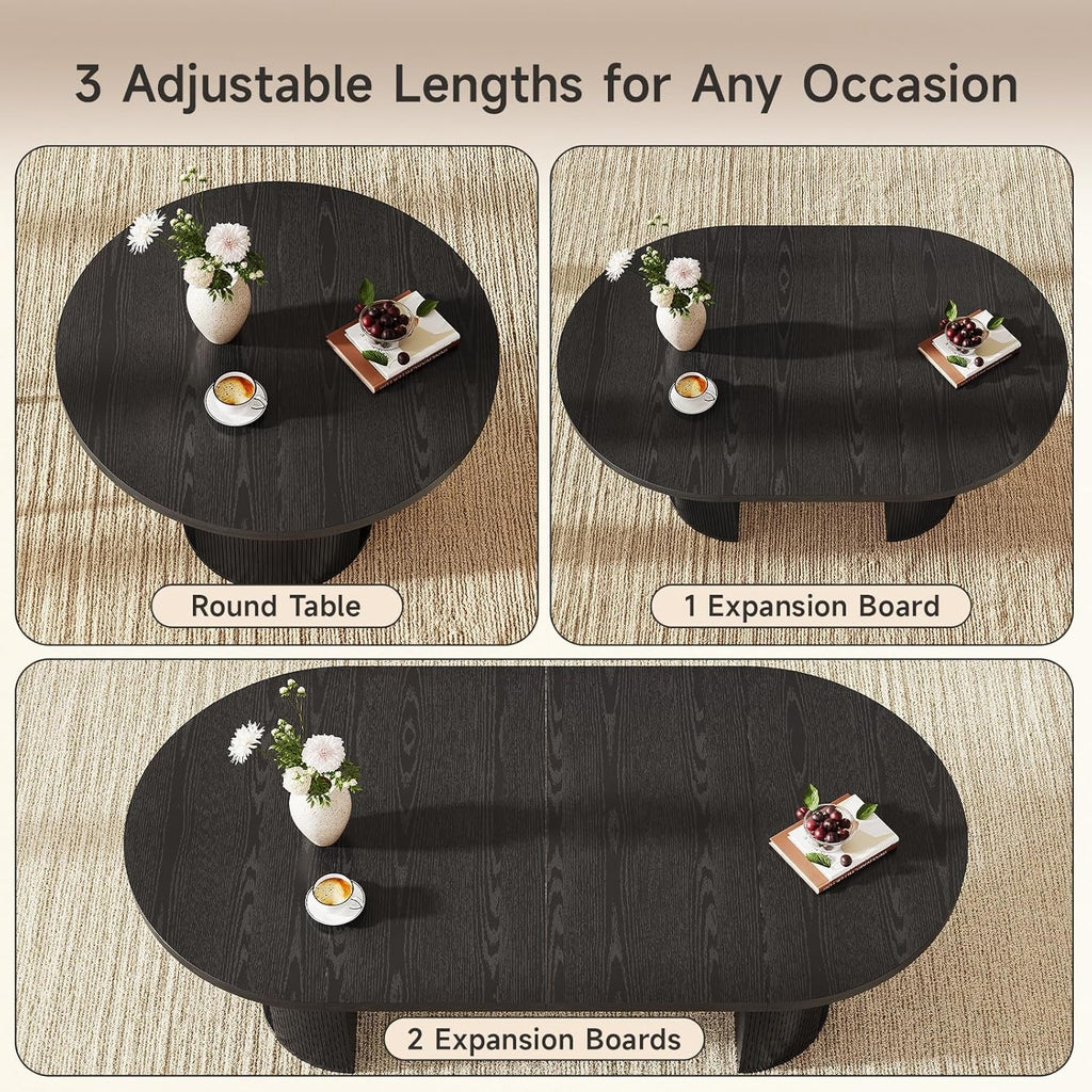 Extendable Oval Dining Table 41to78 Inches Charcoal Black
