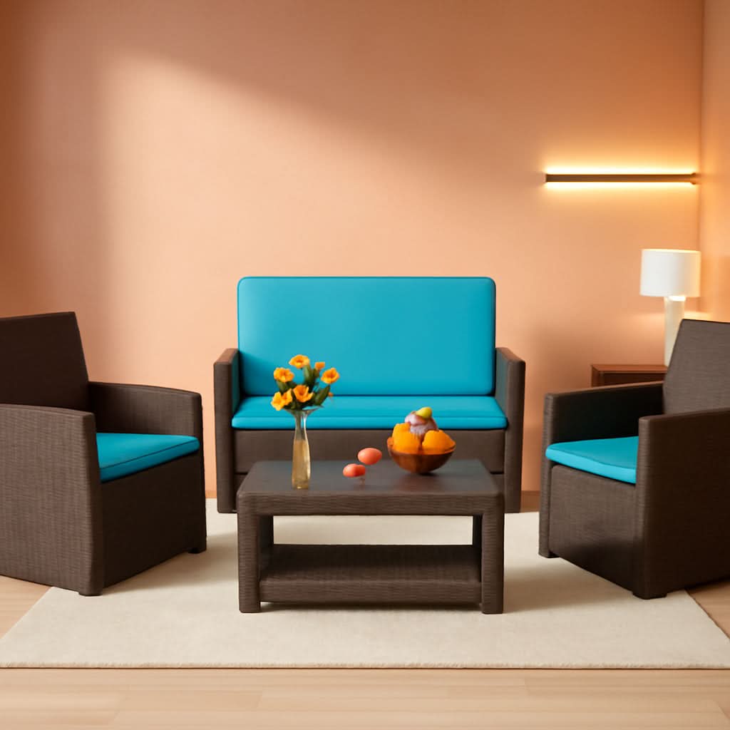 4 Piece Outdoor Patio Furniture Set Wicker Conversation