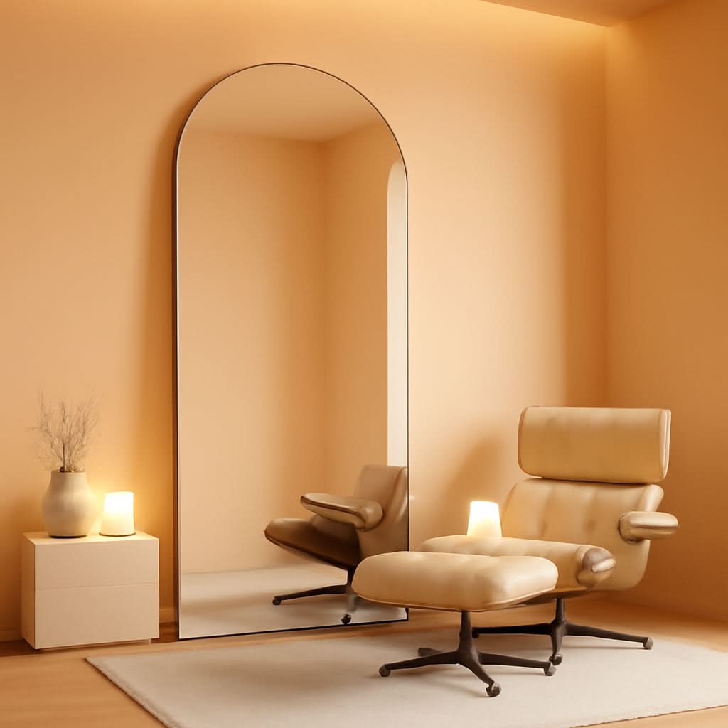 76x34 Arch Full Length Mirror Aluminum Frame For Bedroom