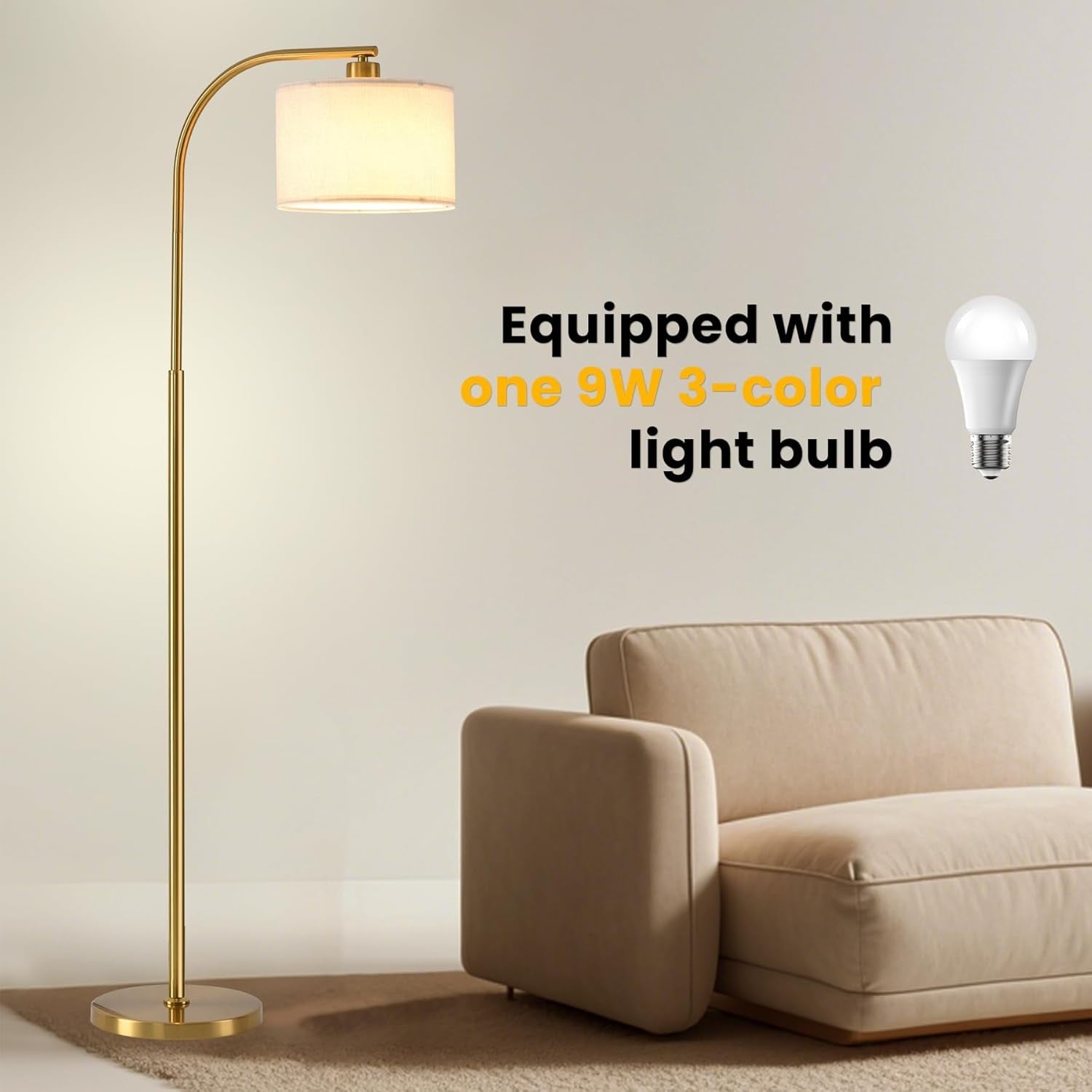 Tall Floor Lamp 65 Inch Brushed Gold Contemporary Finish