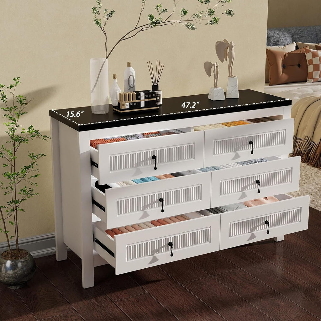 White 47 Inch Dresser For Bedroom Storage Organization