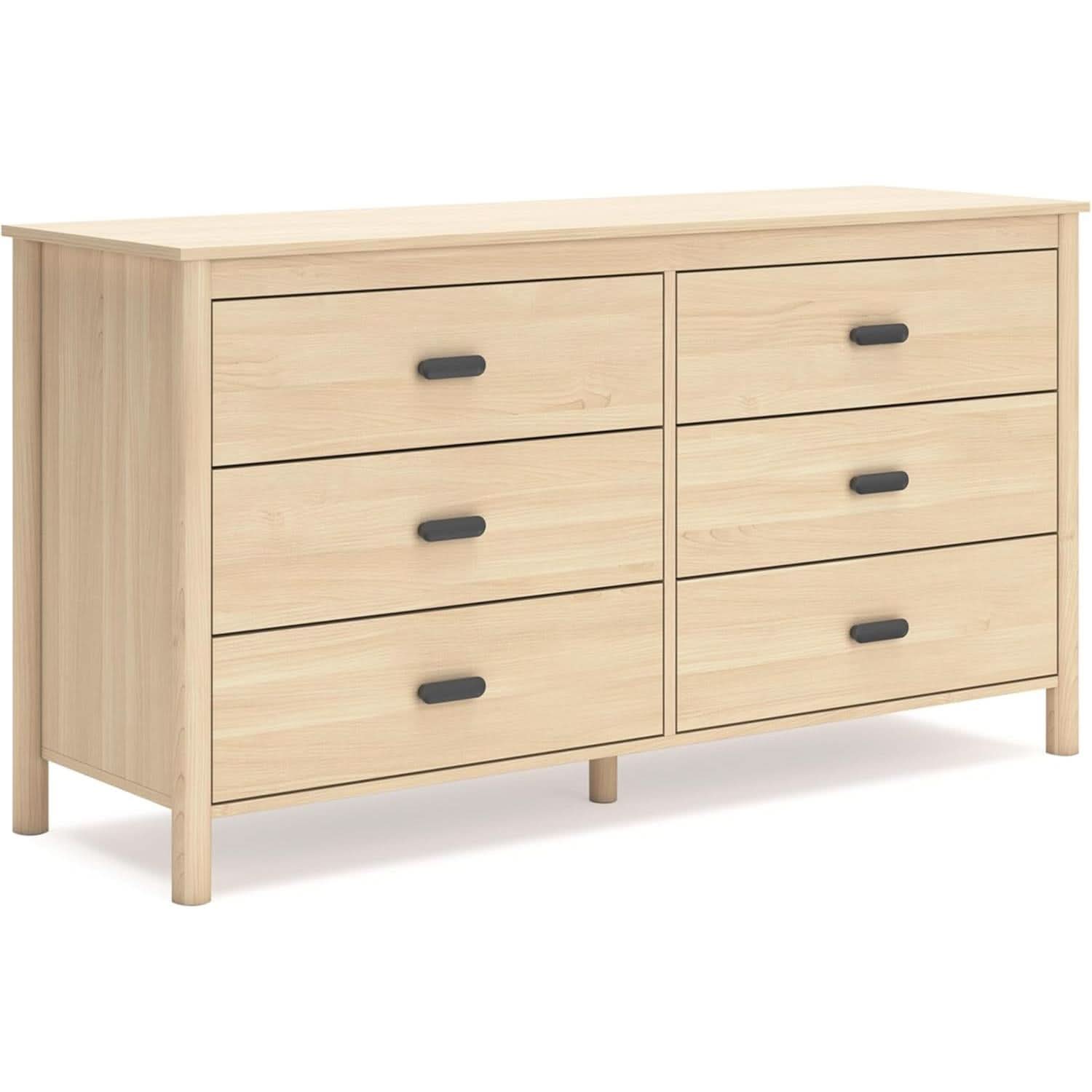 Light Brown Six Drawer Dresser For Bedroom Storage