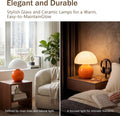 Orange Glass Mushroom Table Lamp Nightstand Bedroom